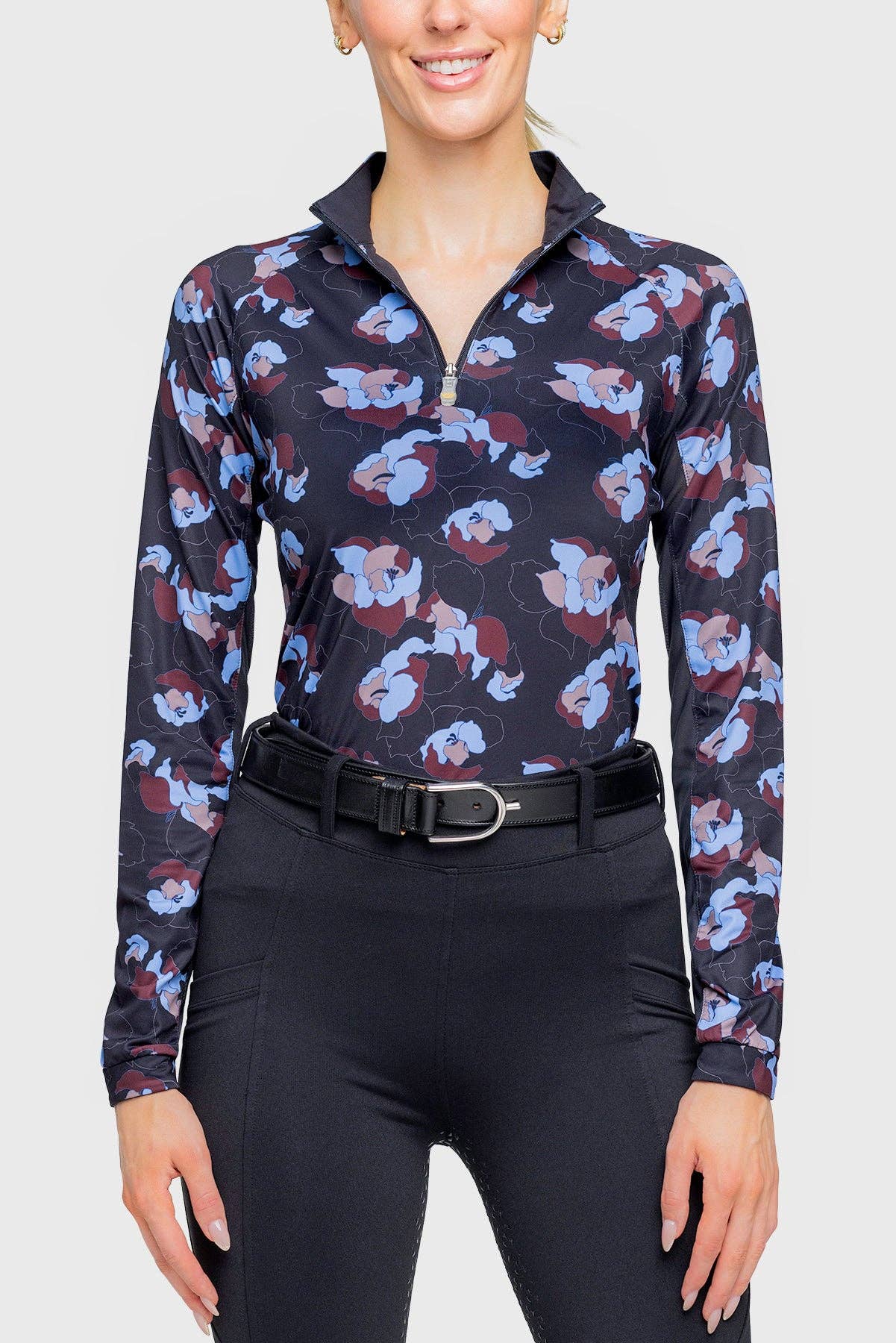 Kastel Denmark Black Floral 1/4 Zip Shirt