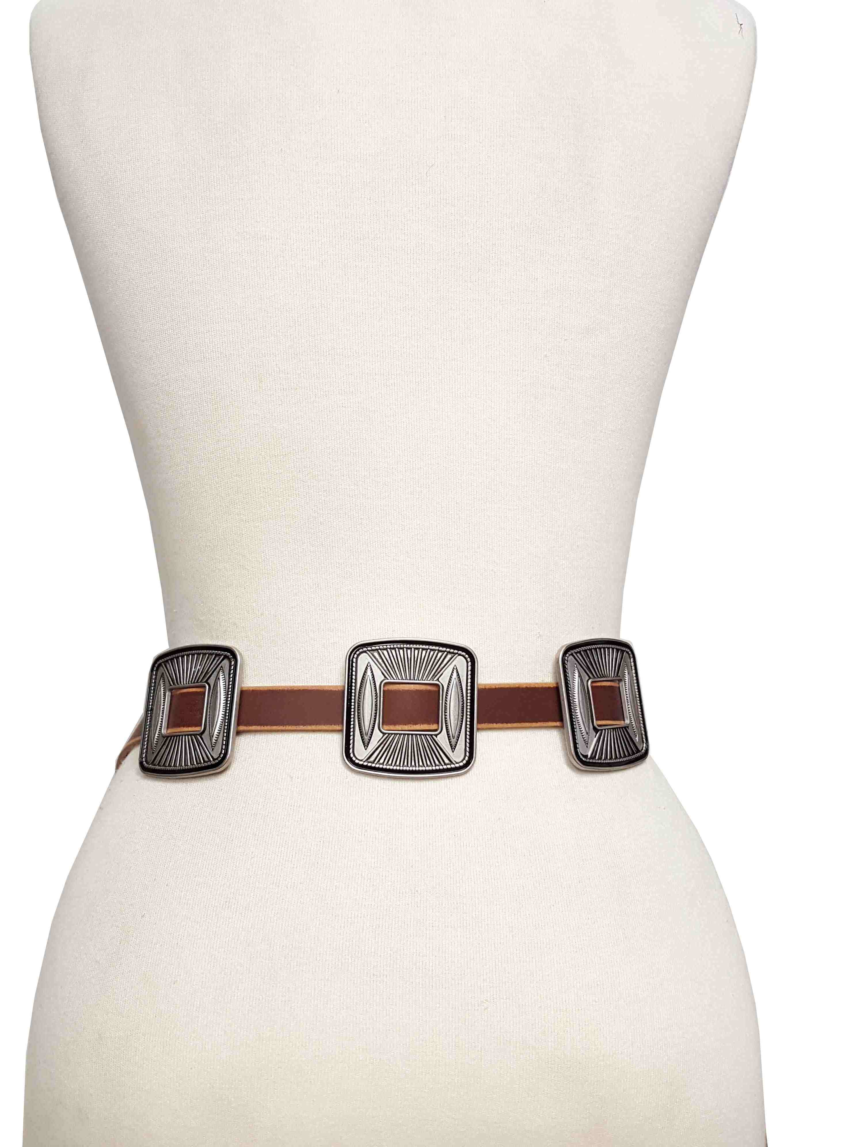 Silver Spur Concho Belt, Brown