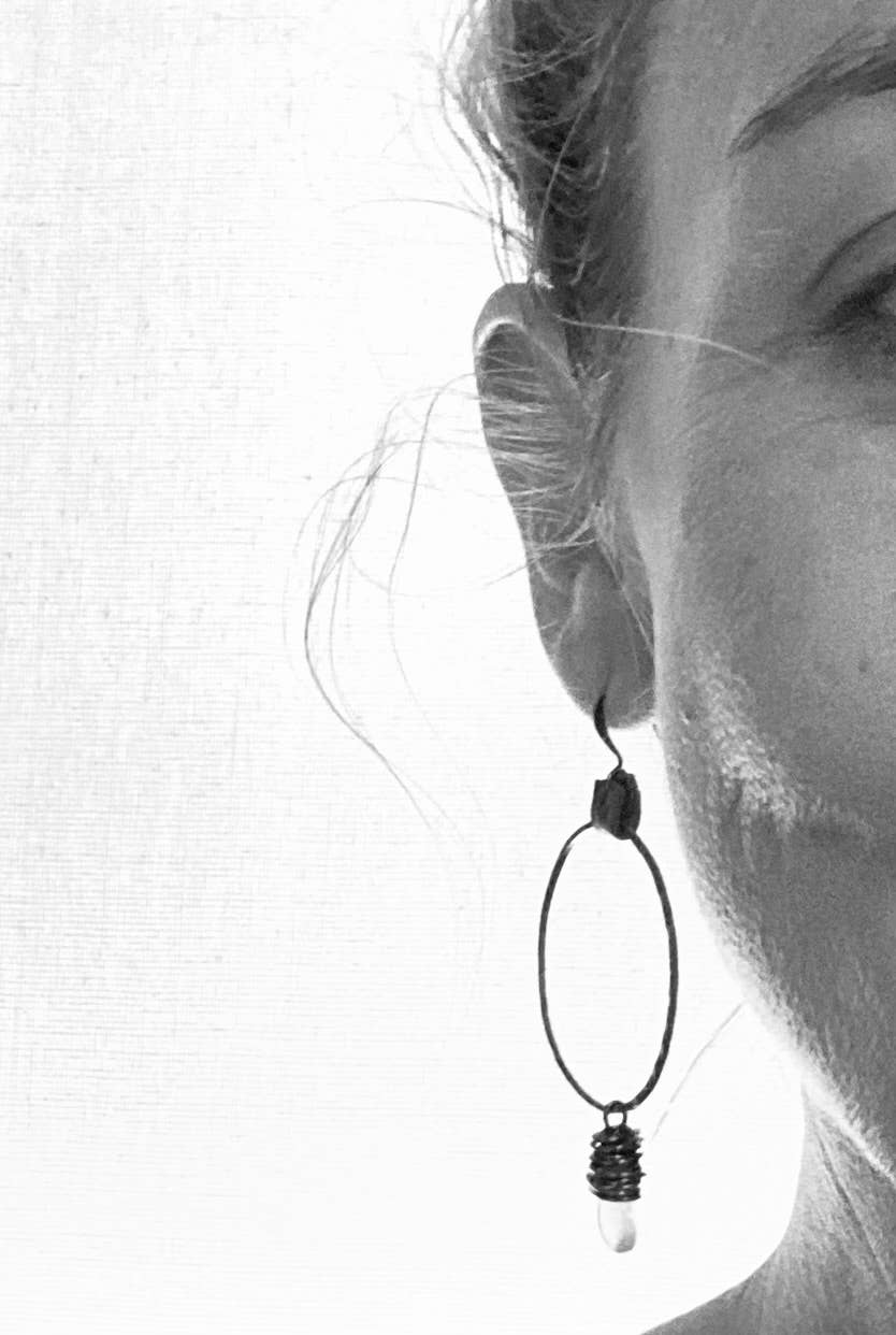 Large Brass Glass and Leather Hoops