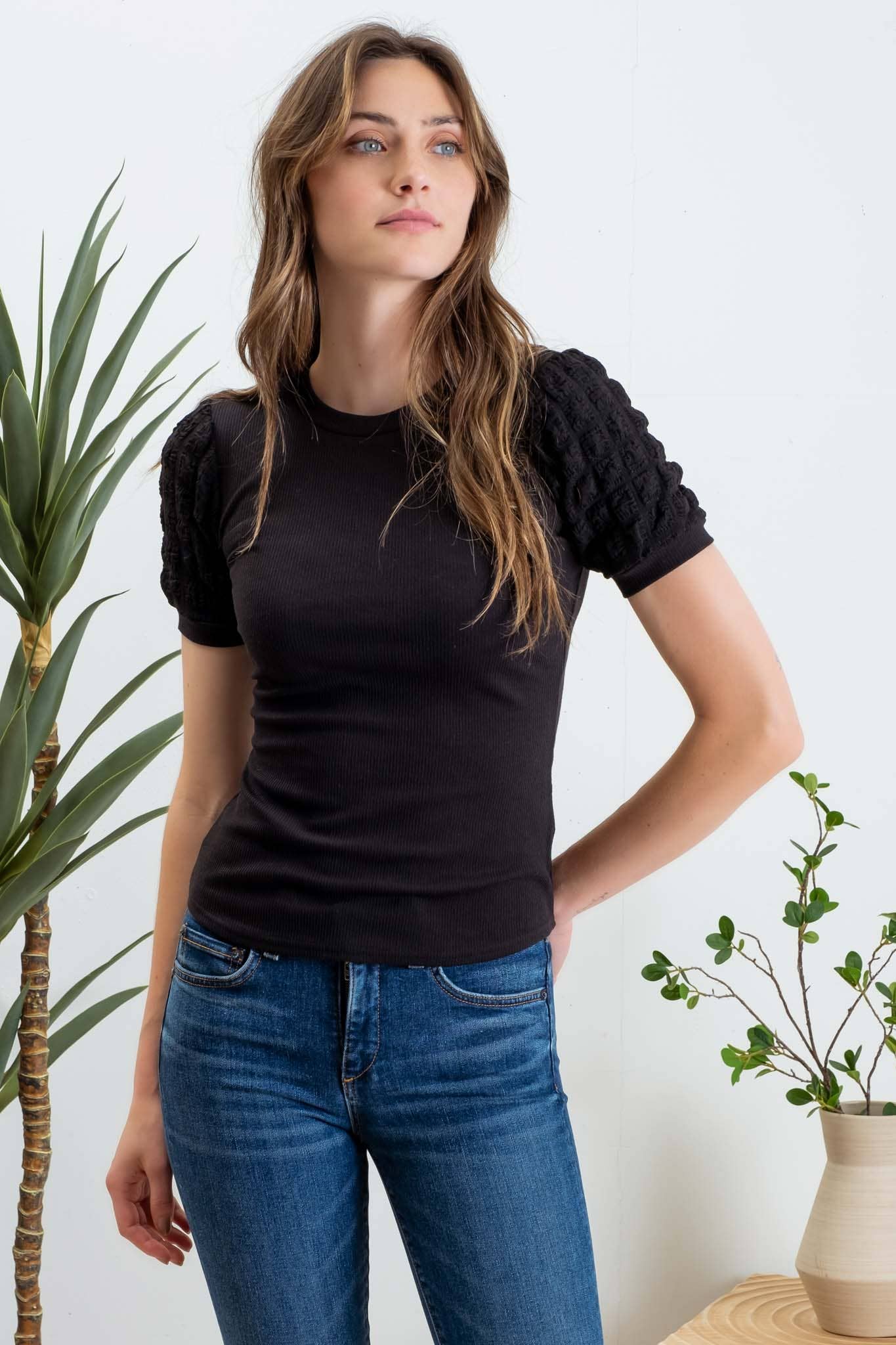 Dusty Rose Top, Black