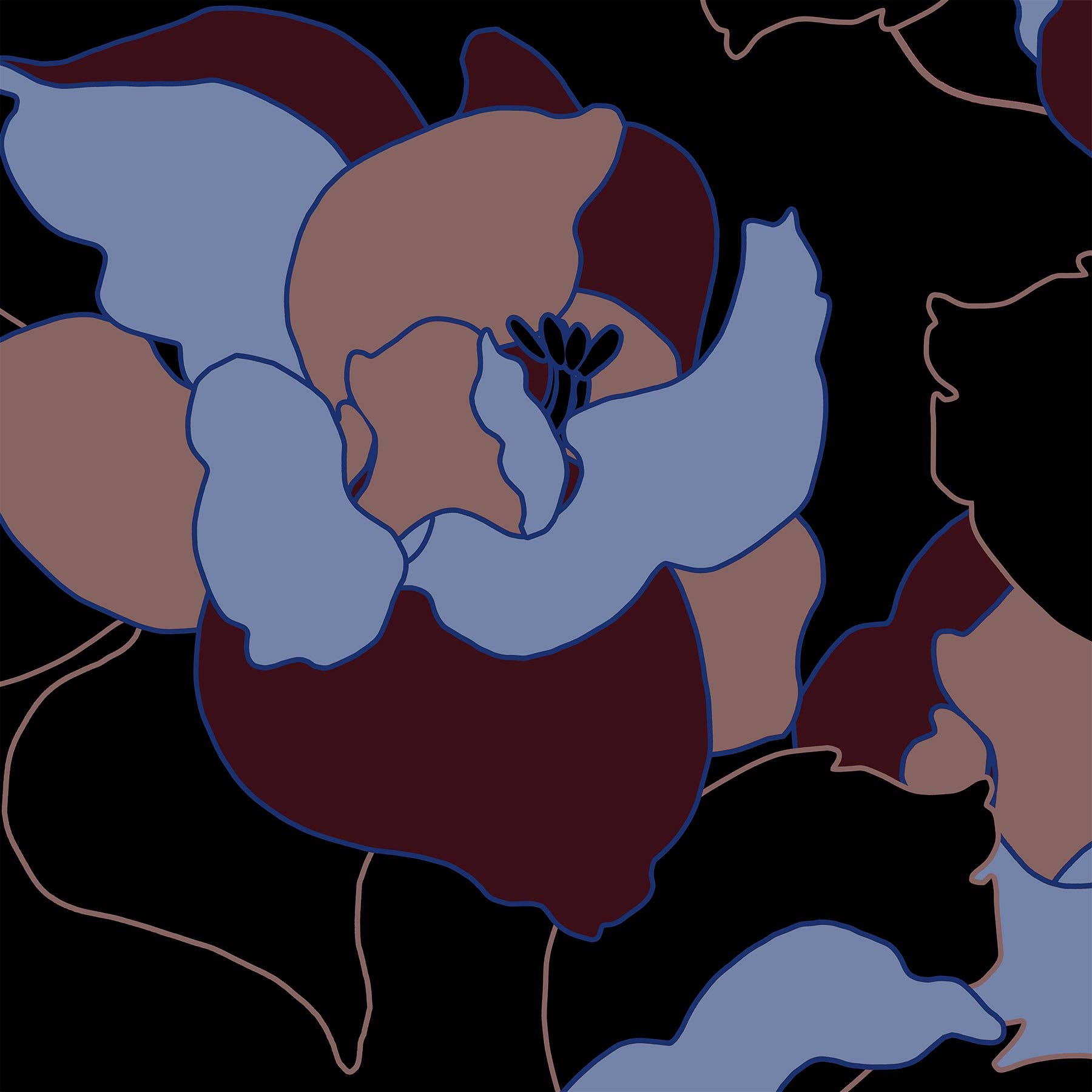 Kastel Denmark Black Floral 1/4 Zip Shirt