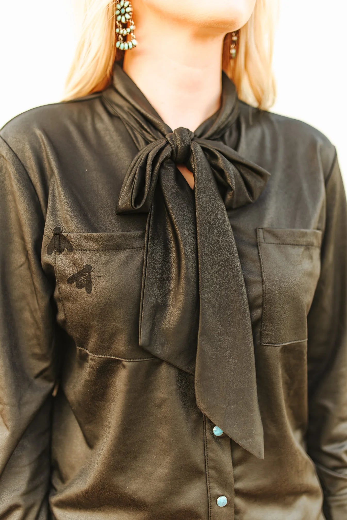 Leather Outlaw Bow Blouse