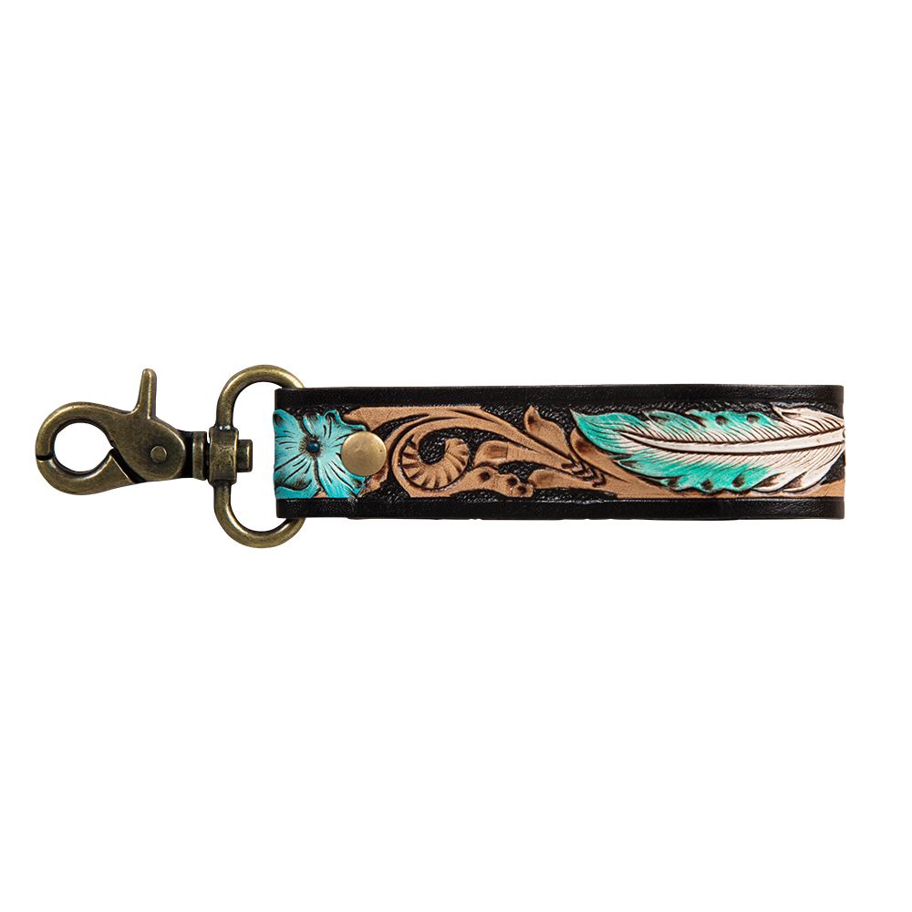 Canyon Feather Hand-Tooled Key Fob