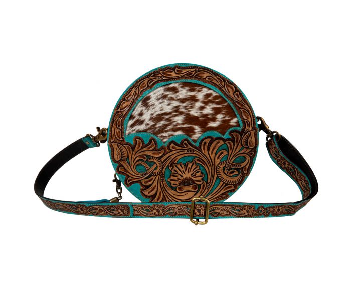 Desert Rain Hand-tooled Round Bag