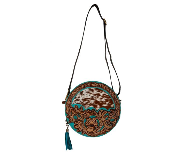Desert Rain Hand-tooled Round Bag