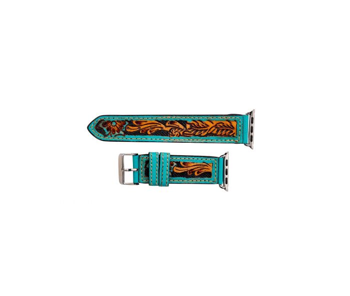 Flora Falls Hand-tooled Leather Watchband