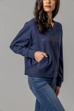 Gracie Cropped Crewneck Sweatshirt, Blue