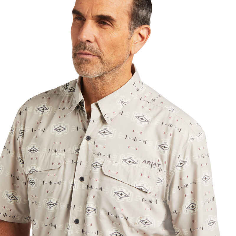 Ariat Mens Venttek Outbound Classic Short Sleeve Shirt Pure Cashmere Southwest