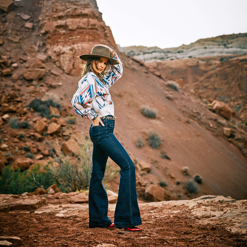 Ariat Womens REAL High Rise Alexa Flare Jean Rinse