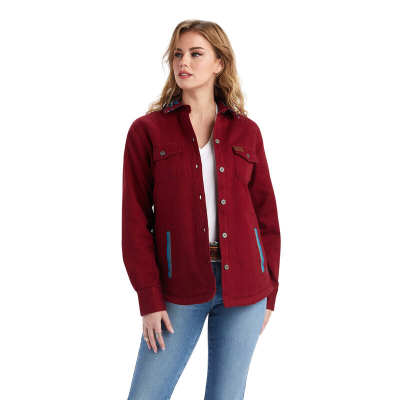 Ariat Womens Shacket Chimayo Shirt Jacket-Rubayiat Red