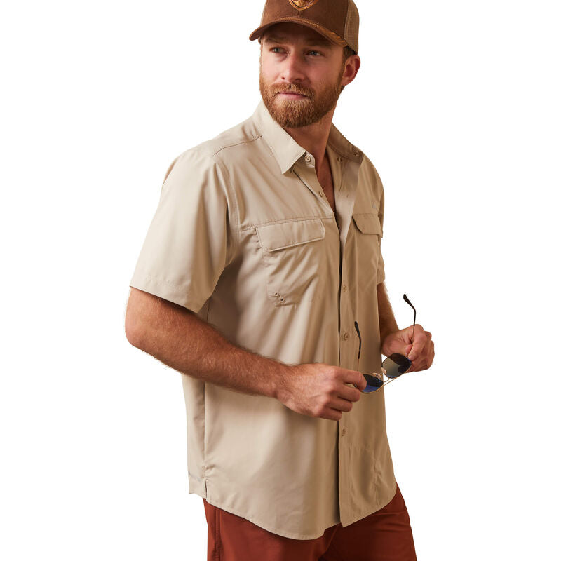 Ariat Venttek Outbound Shortsleeve Fitted Shirt- Oxford Tan