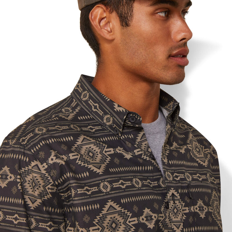 Ariat Mens Serape Island Modern Short Sleeve Shirt Dark Gray