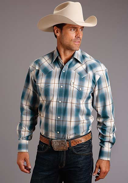 Stetson Mens Rowan Plaid Western Shirt