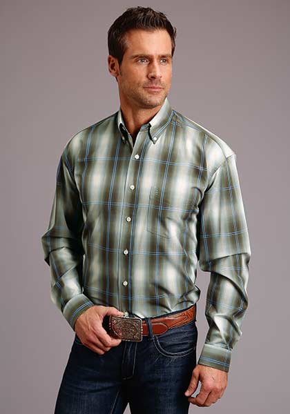 Stetson Mens Moss Ombre Button Up Shirt