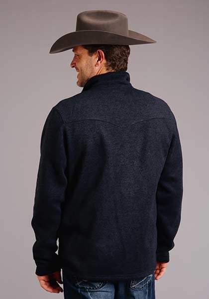 Stetson Mens 1/4 Button Sweater-Navy