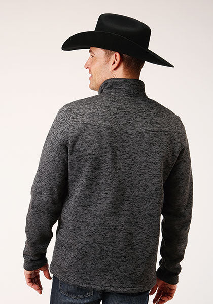 Stetson Mens 1/4 Button Sweater-Charcoal