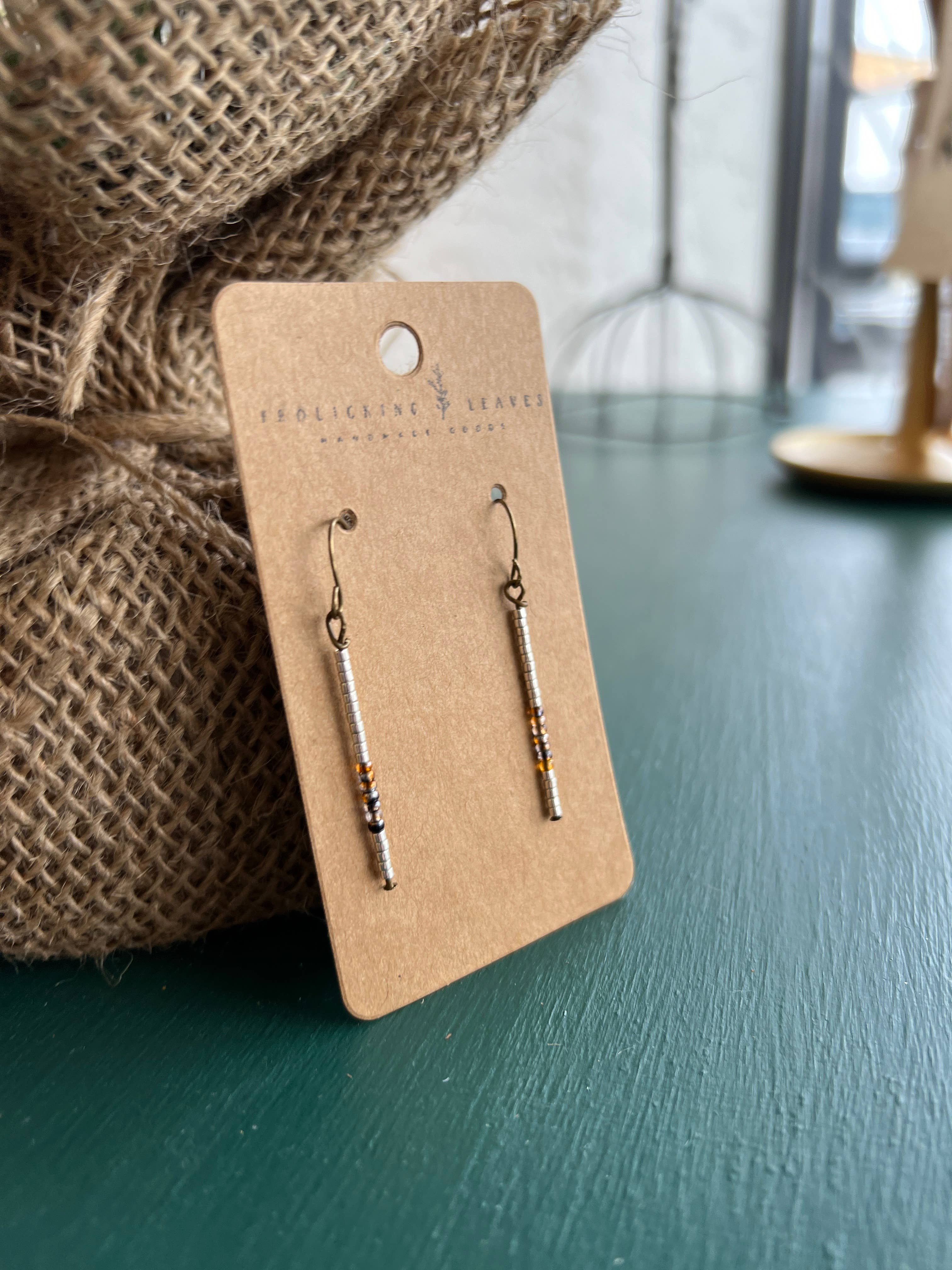 Copper Silver Beaded Earrings