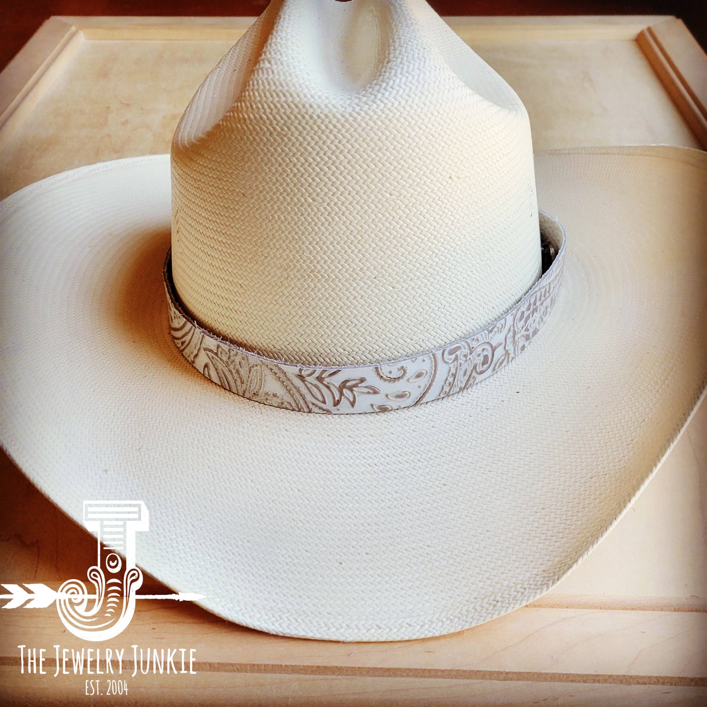 Oyster Paisley Turquoise Embossed Leather Hat Band 950n