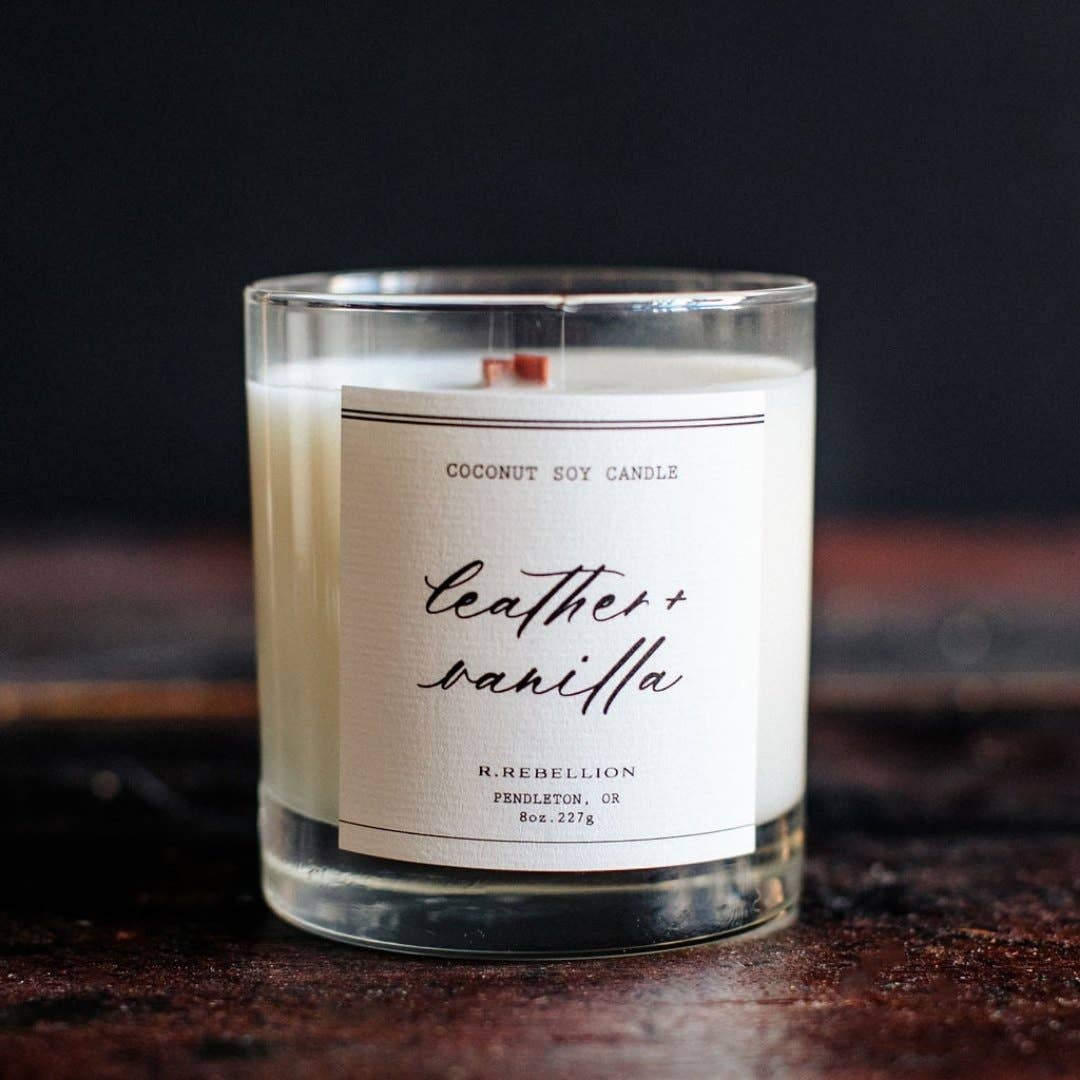 Leather + Vanilla Candle