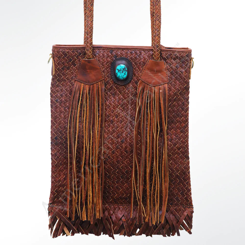 Hennessy Woven Leather Fringe Tote
