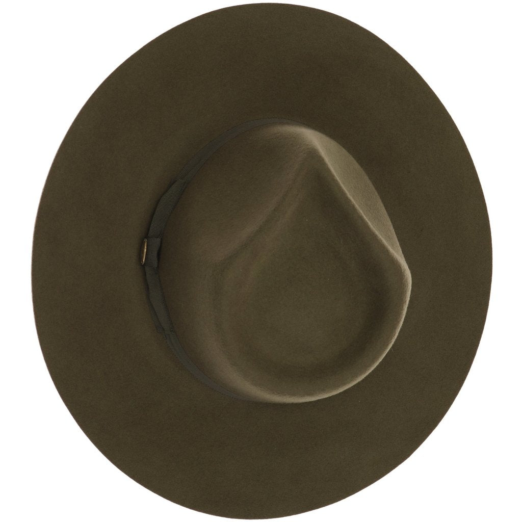 Ribbon Band Trim Wool Felt Panama Hat Olive