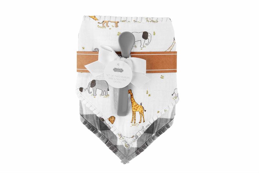 Muslin Safari Bibs & Spoon Set