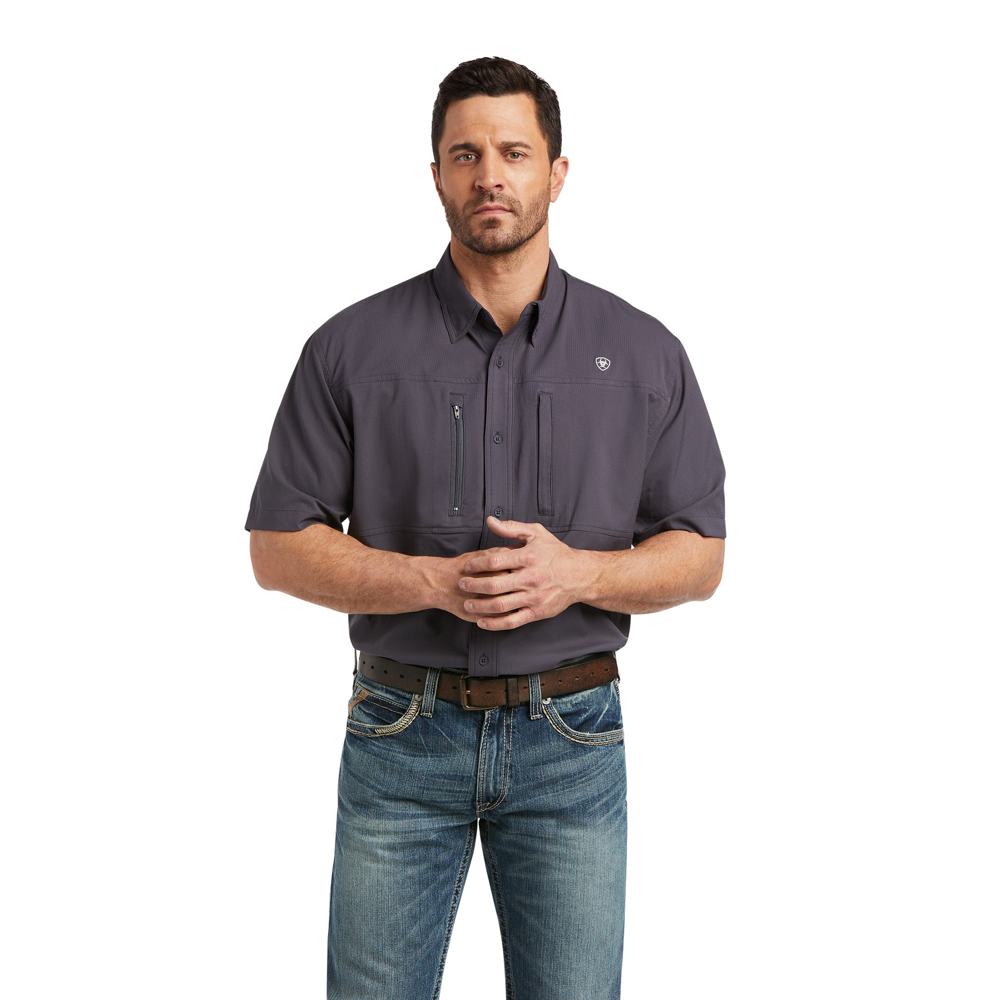 Ariat Mens Venttek Classic Short Sleeve Shirt Charcoal