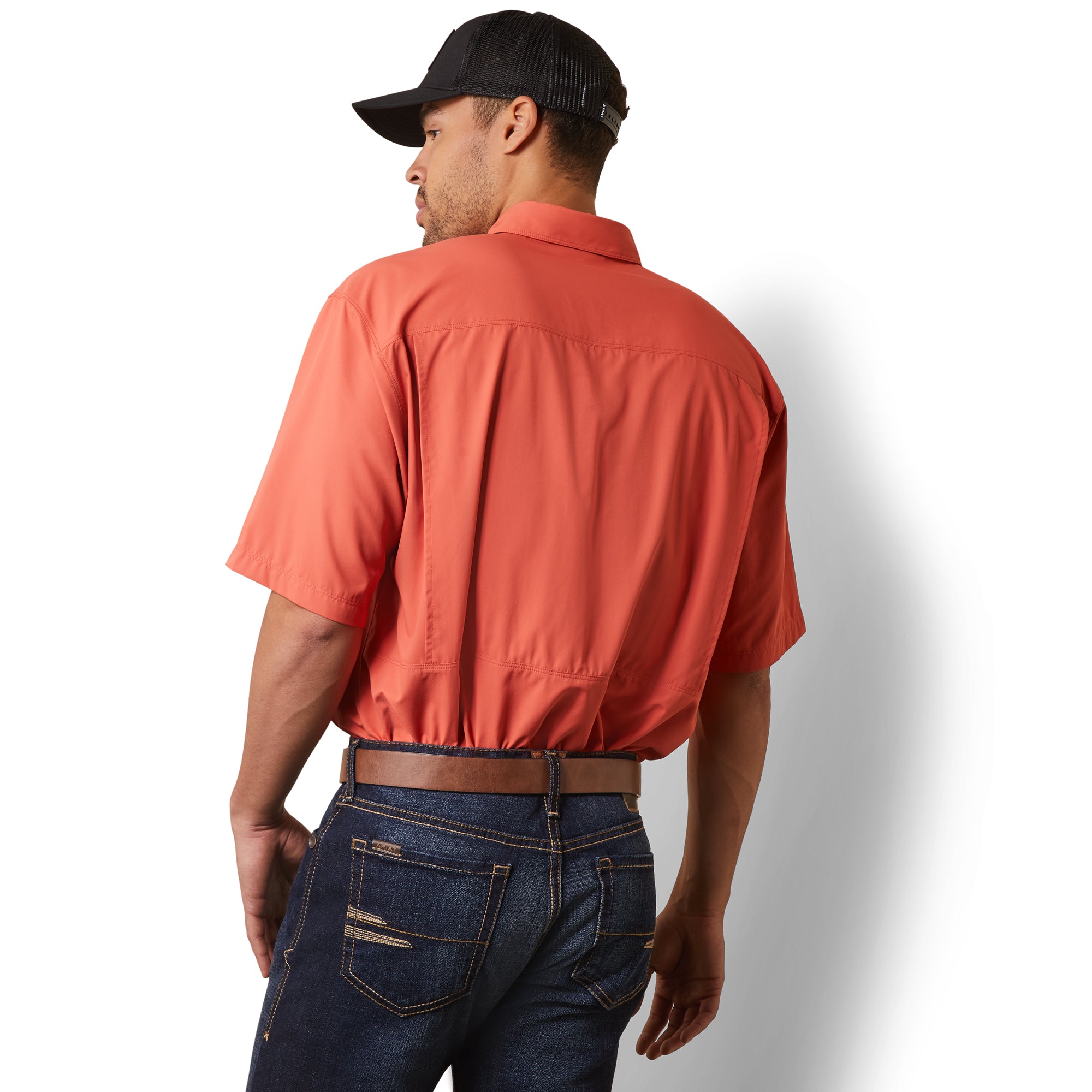 Ariat Mens Venttek Outbound Short Sleeve Shirt-Burnt Sienna