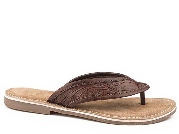 Penelope Tooled Flip Flop Brown