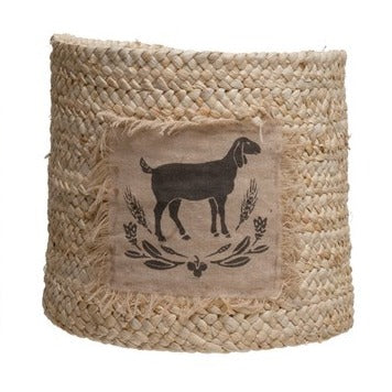 Corn Husk Basket With Farm Animal