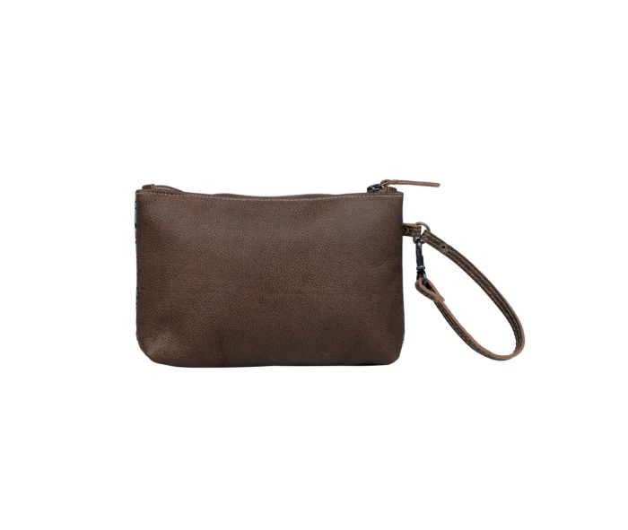 Aqua wristlet Leather & Hair On Bag