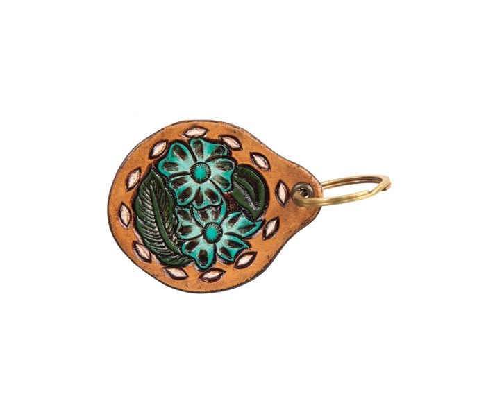 Belle Blooms Hand-Tooled Key Fob