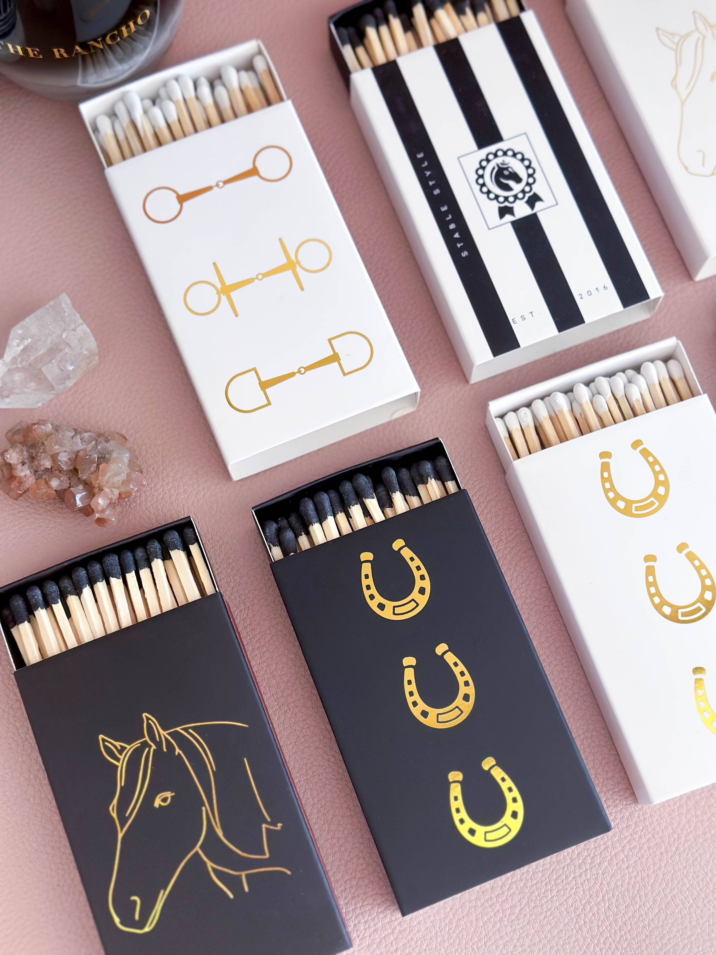 Oversized Horseshoe Matches with Gold Foil: Black