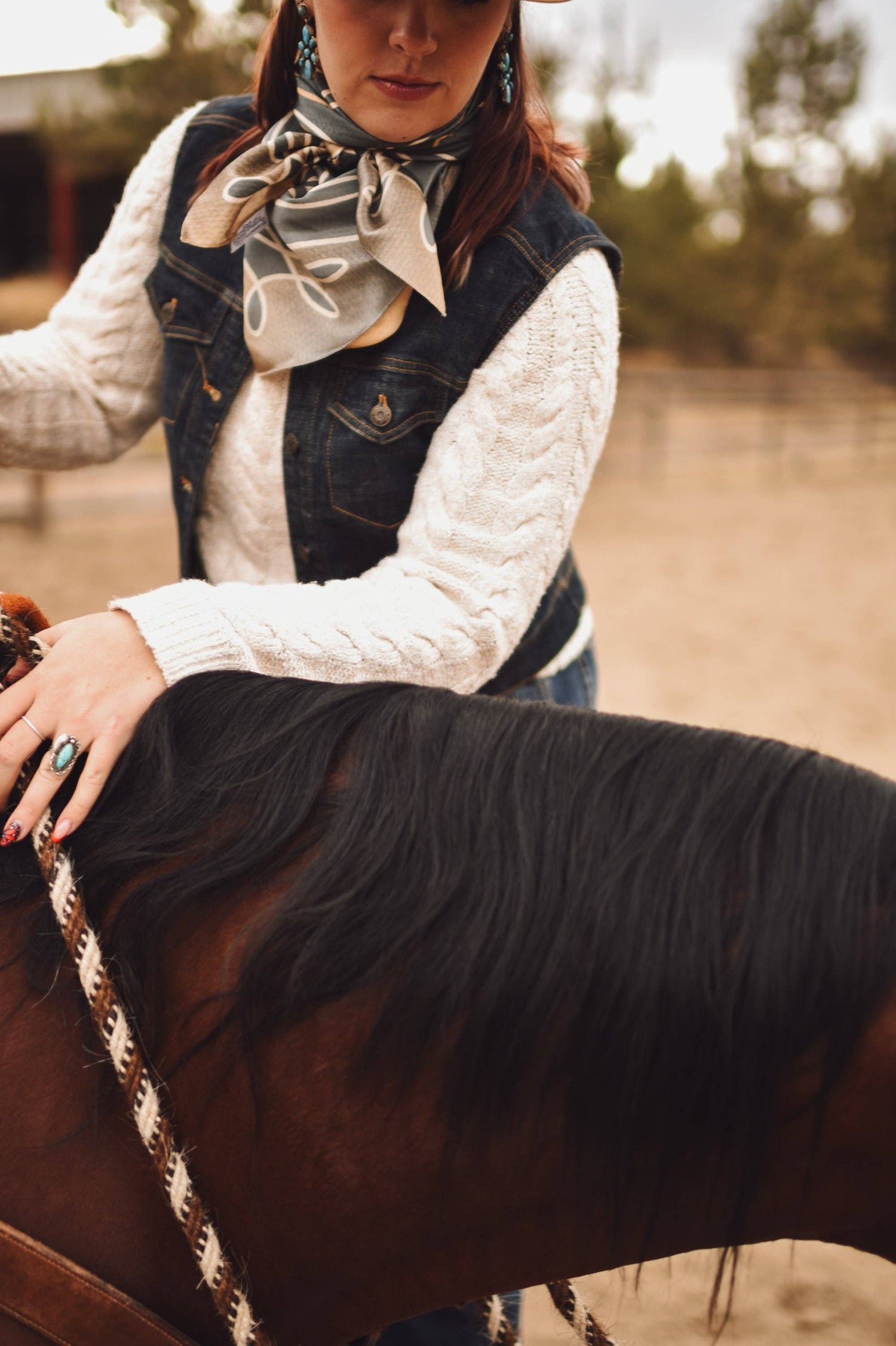 Large 100% Mulberry Silk 35x35: Blue Geometric Wild Rag Scarf