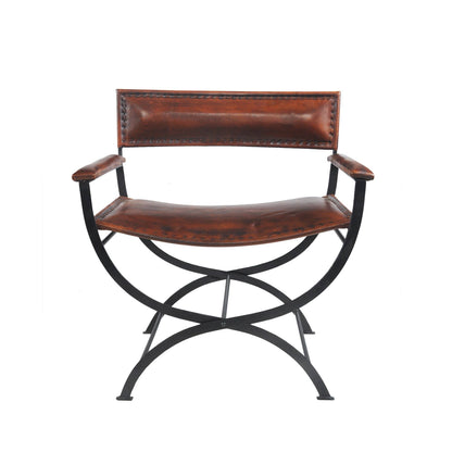 Brown Leather Director Accent Chair