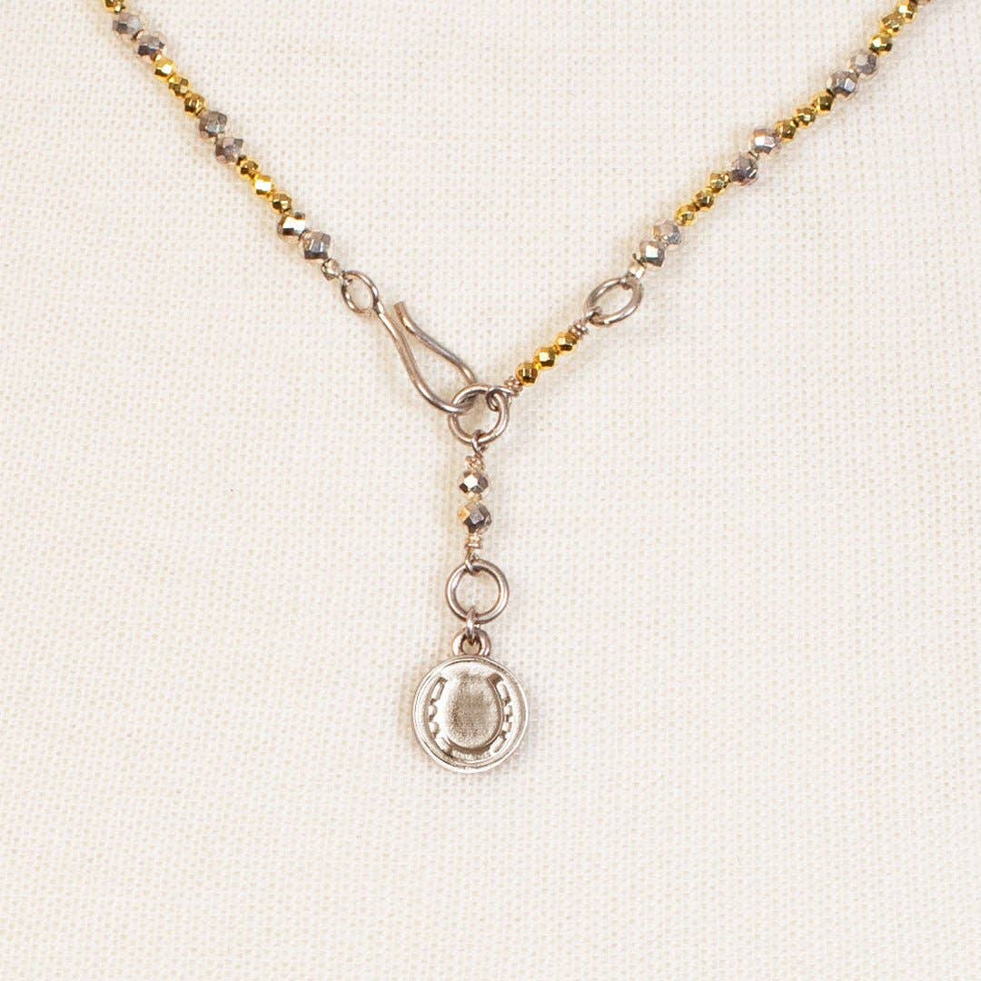 Aurora Pyrite  &amp; Silver Long Strand Necklace
