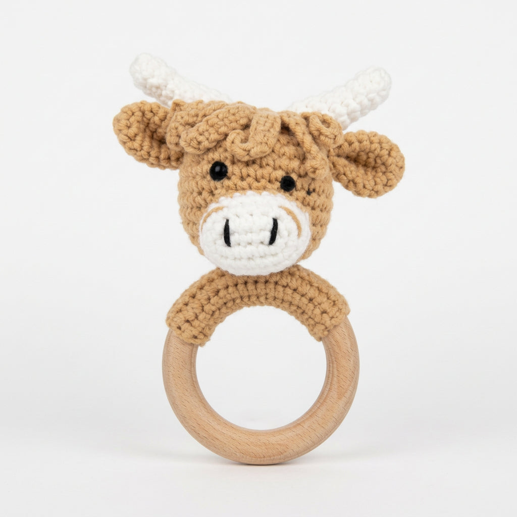 The Highland Cow Crochet Baby Rattle