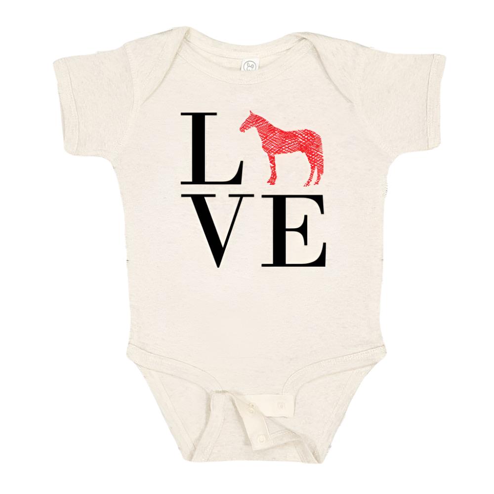 LOVE Horses Infant Onesie, Oatmeal