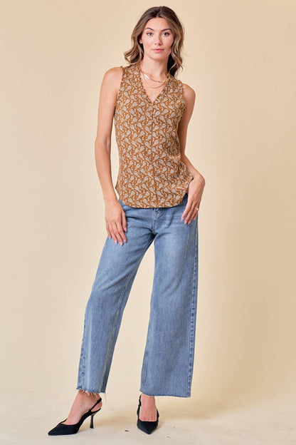 Sable Rib Frilled Tank