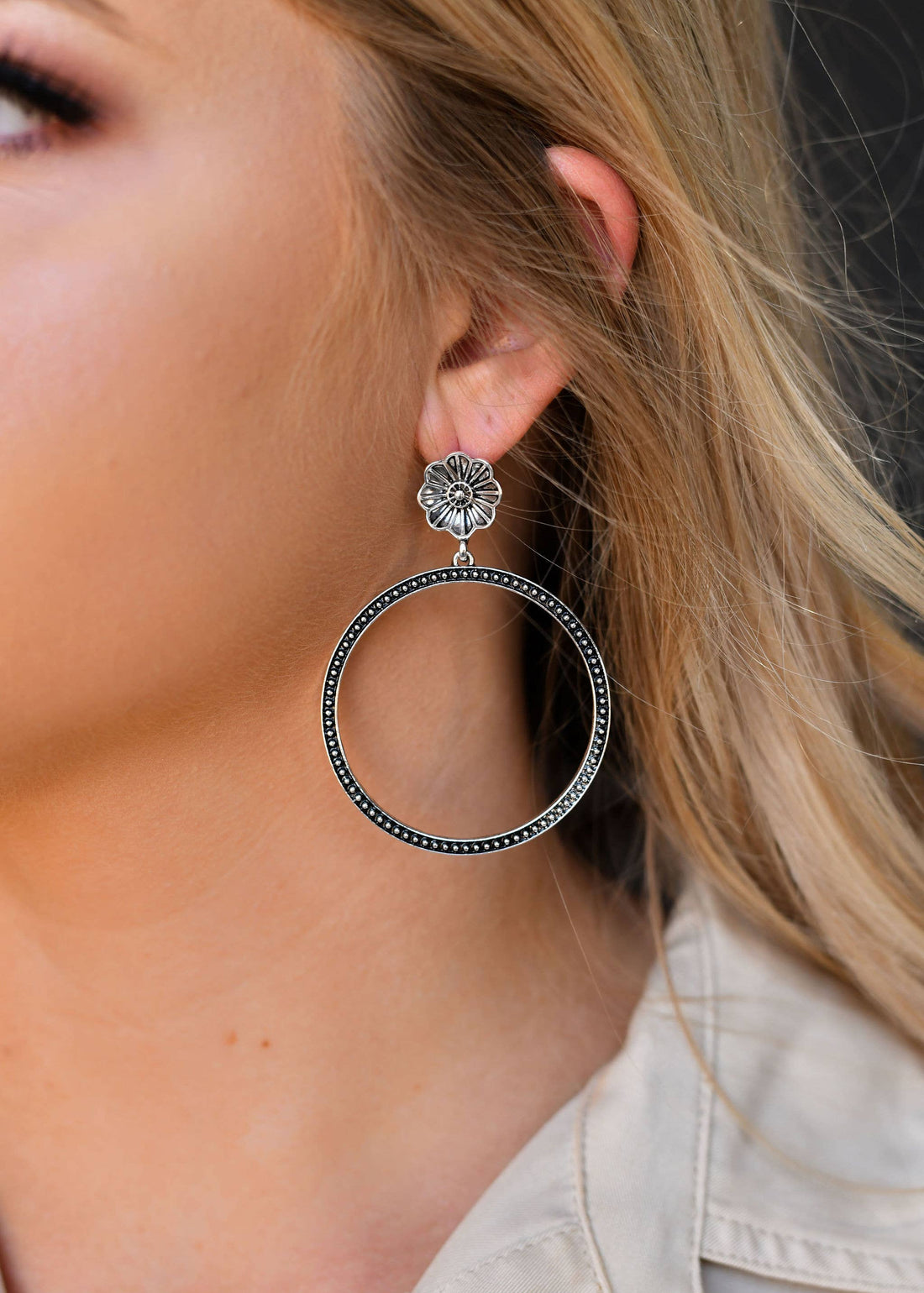 4" Silver Wire Earring with Turquoise Charm