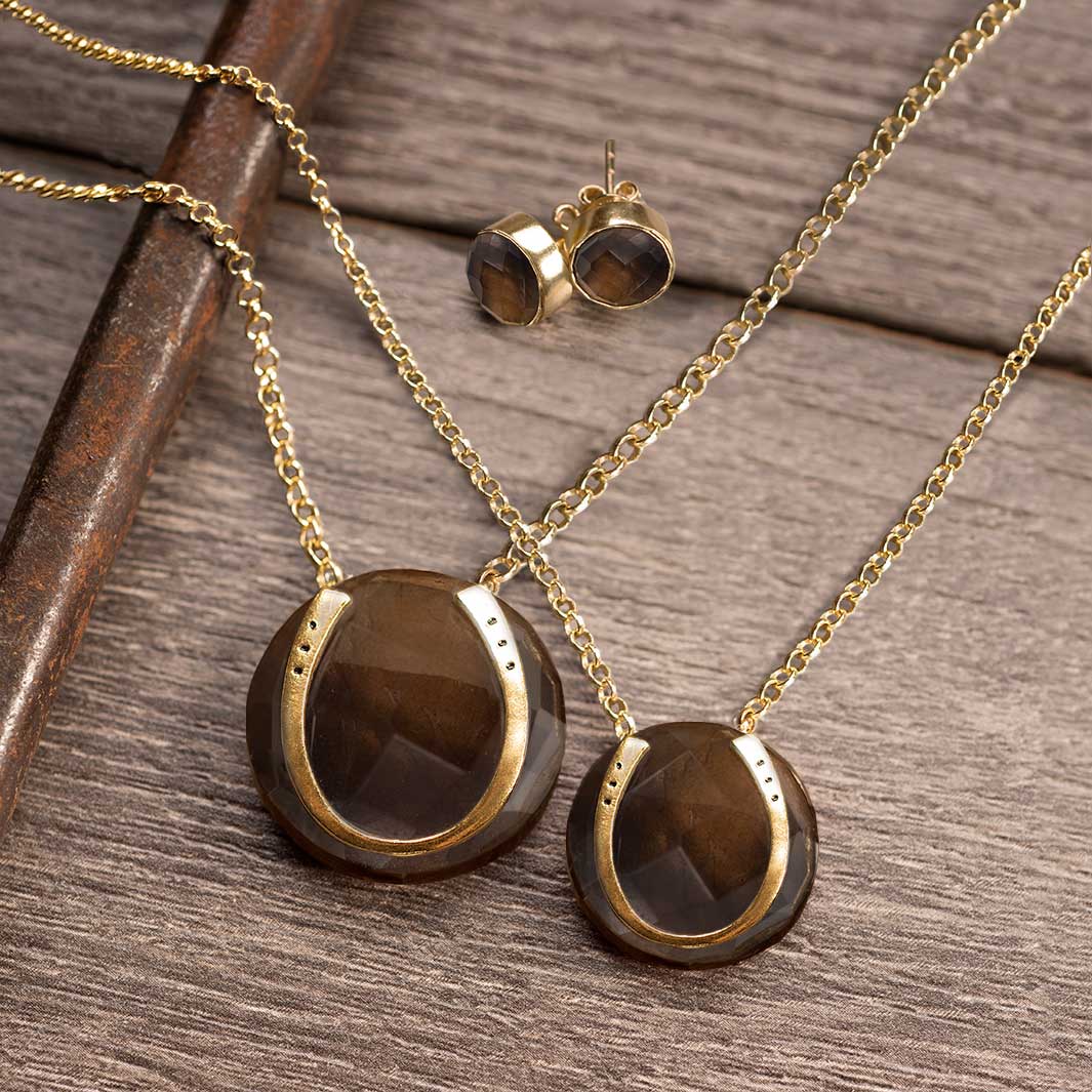 Smokey Topaz Lucky Horseshoe Necklace