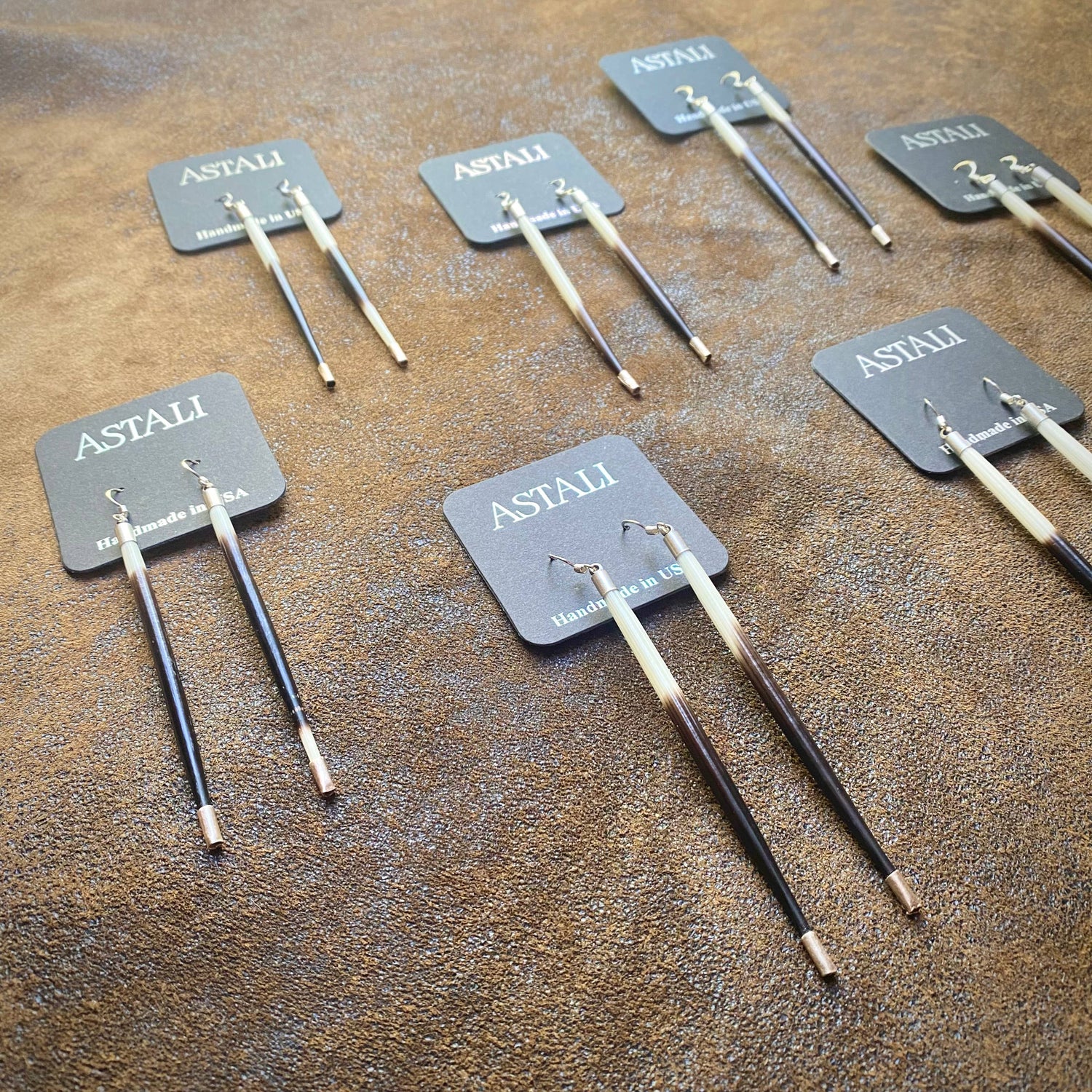 Porcupine Quill Earrings - Short, Black/Brown/Ivory, Silver: Short / Silver