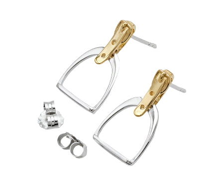 Two-Tone English Stirrup Earrings
