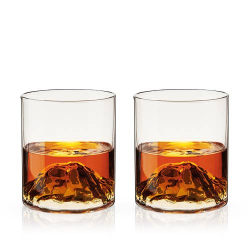 Pacific Northwest Mountain Themed Crystal Tumblers -Set of 2