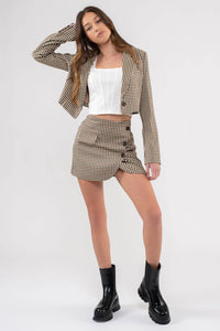 Dylan Plaid Cropped Blazer