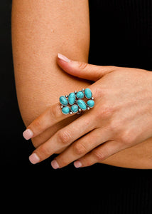 Adjustable Multi Stone Rectangular Turquoise Ring