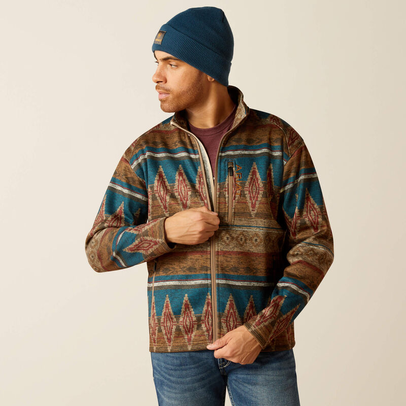 Caldwell Full Zip Sweater, Oxford Tan Southwest