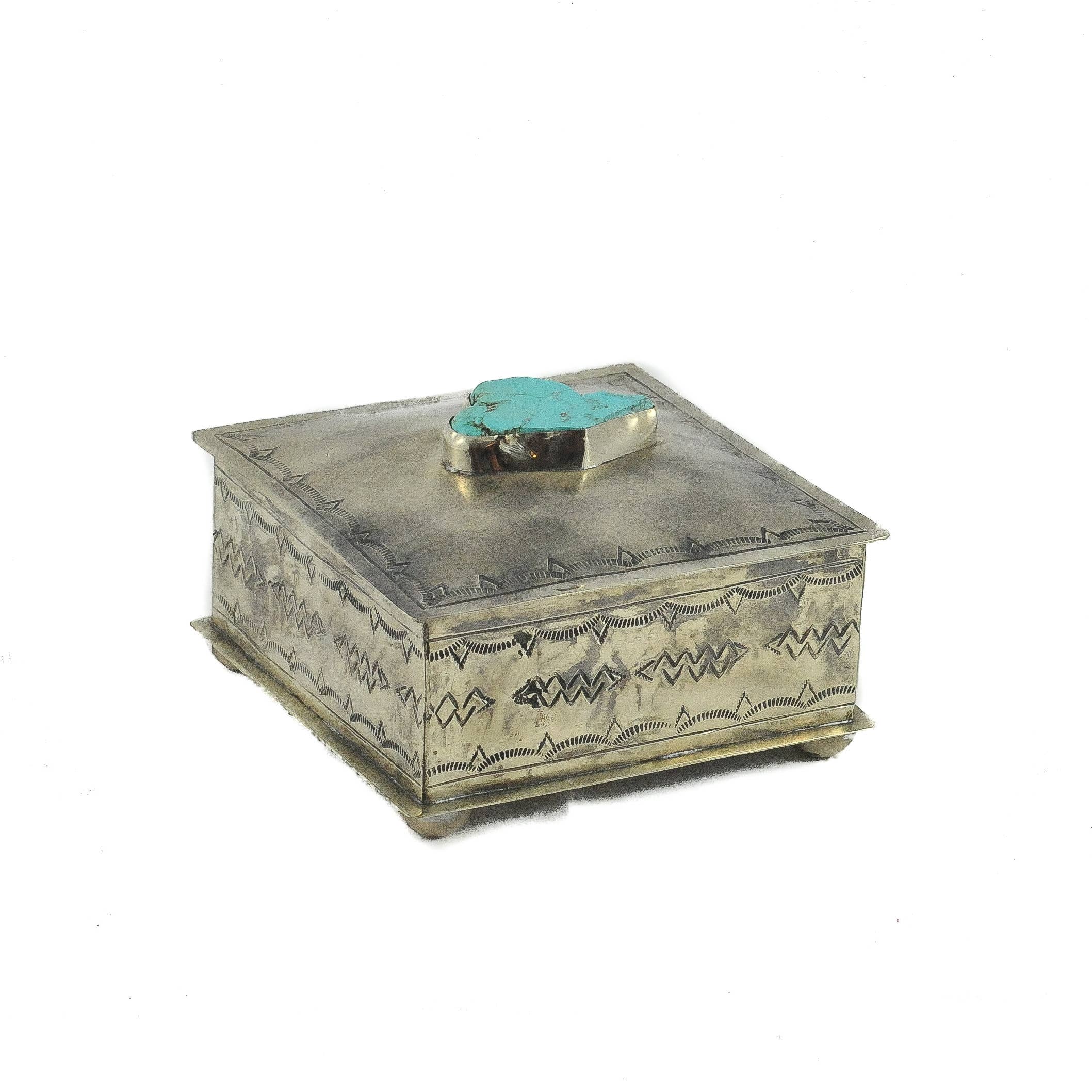 Square Box With Small Turquoise Slab