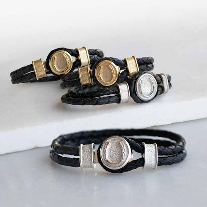 Colton Horseshoe Dome Lock Braided Bracelet, Gold