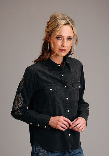 Stetson Embroidered Black Western Shirt
